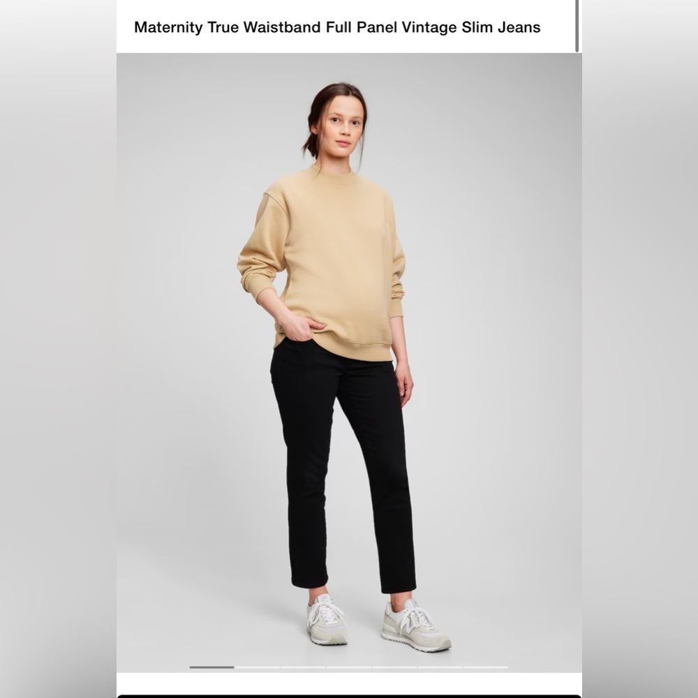 GAP Maternity True Waistband Full Panel Vintage Slim Jeans - Black